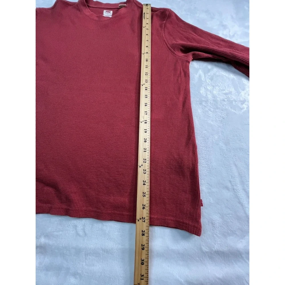 LEVI'S‎ Mens L Shirt Red Waffle Thermal Long Sleeve Blank